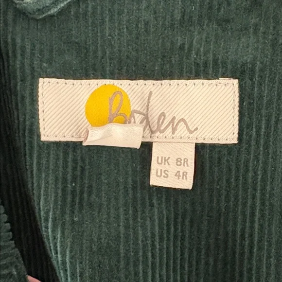 Boden Corduroy Dark Green Blazer Size 4 Women’s #U0062 - Picture 3 of 9